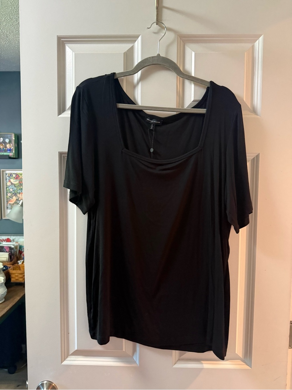 Universal Standard Black Square Neck Short Sleeve Top